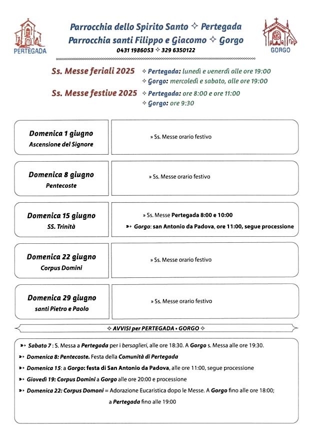 ORARI ED AVVISI - PERTEGADA 